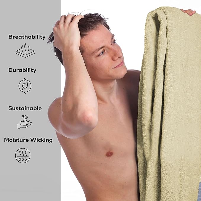 GOLD TEXTILES Premium Sand 100% Cotton Bath Towels Set (24 Pack, 24 x 50 Inch) High Absorbency Multipurpose Quick Drying Pool Gym Hotel Spa Bath Towel (24, Sand)
