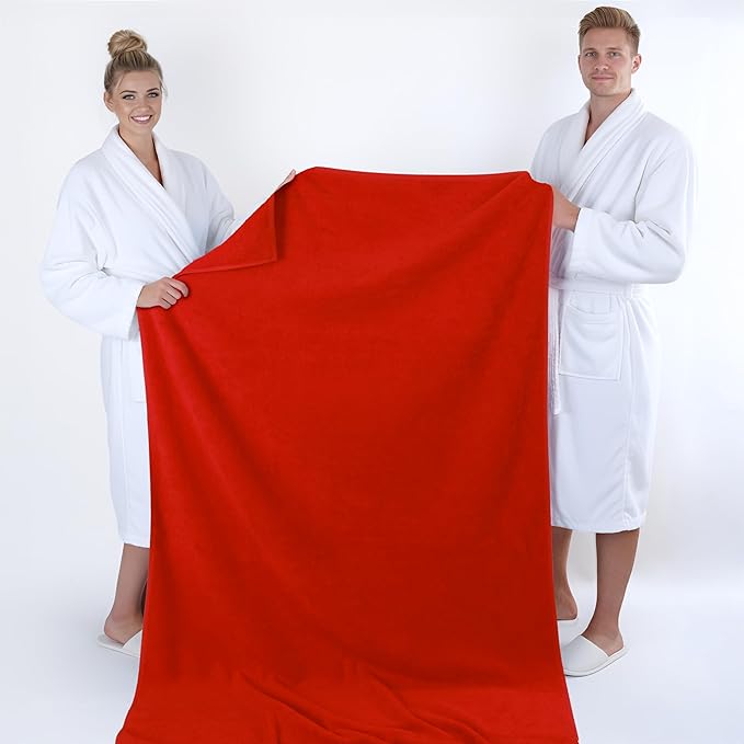 American Soft Linen 100% Cotton 600 GSM Turkish 40x80 Oversized Bath Towel Sheet, Extra Large Adult Towels for Bathroom, Red Bath Sheet