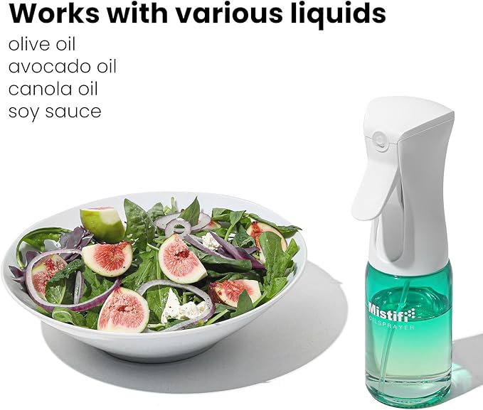 Mistifi Olive Oil Sprayer for Cooking, 150ml Glass Oil Sprayer Bottle, Fine Mist Spray for Air Fryer, Nonstick Frying, BBQ, Salad, Refillable & Leakproof Dispenser (Light Protection PS640)