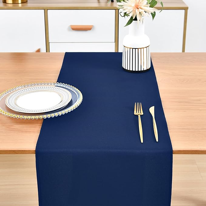 Farmhouse Navy Blue Table Runner Dining Table Runners 72 Inches Long Coffee Table Runner for Dresser Living Room Bedroom Holiday Party Banquet 12X72 Inch