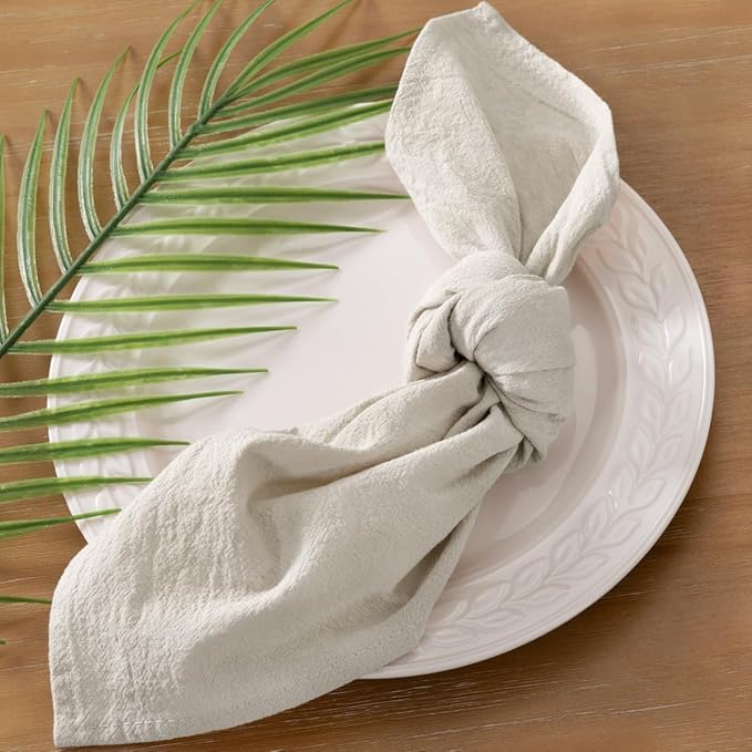 Socomi Cloth Napkins Beige Easter Spring Washable Reusable Bulk Linen Cotton Napkins Set of 6 17"x17" for Wedding Party Bridal Baby Shower Birthday Dining Table Decorations