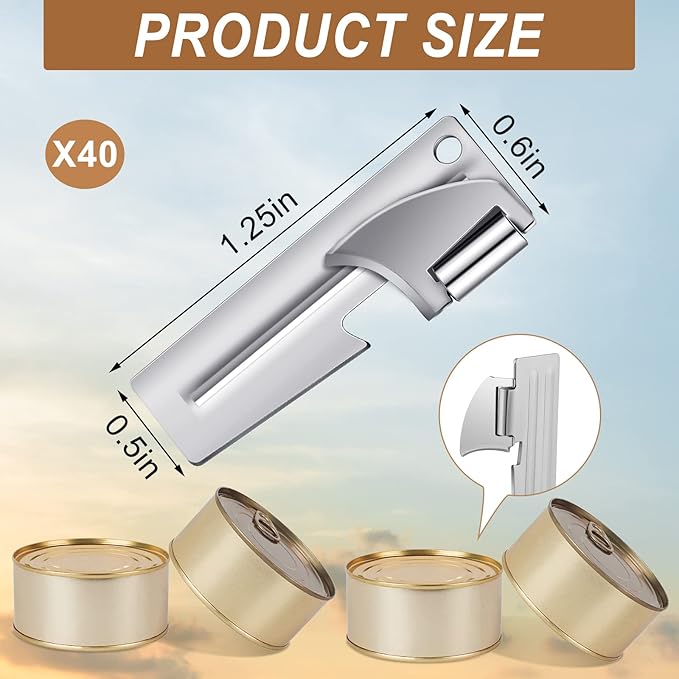 40 Pack P-38 Can Opener Manual Military Style Survival Kit Stainless Steel Camping Can Opener Portable Army Survival Kits Emergency Can Tool for Travel Camping