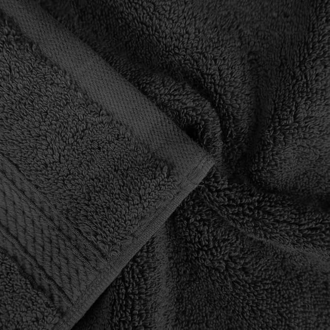 Superior Egyptian Cotton Pile 3 Piece Towel Set, Includes 1 Bath, 1 Hand, 1 Face Towel/ Washcloth, Ultra Soft Luxury Towels, Thick Plush Essentials, Guest Bath, Spa, Hotel Bathroom, Black