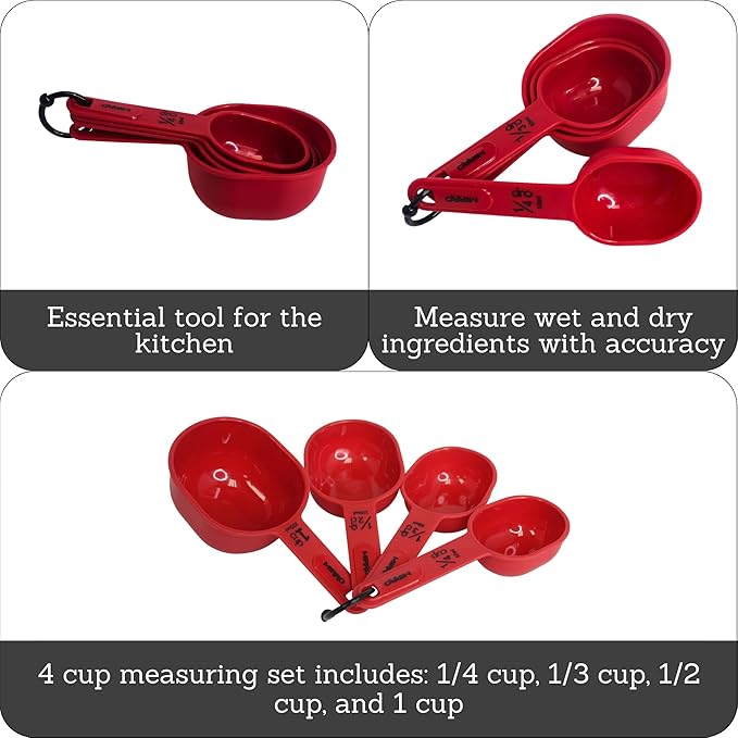 MIRRO 4pc Nested Measuring Cups Set, Red (Pack of 4)