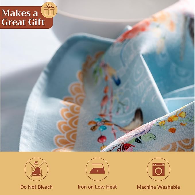 Maison d' Hermine Cloth Napkins Set of 4 100% Cotton Everyday Reusable Square Napkins Cloth Washable Dinner Party Wedding Restaurant Gifts for Mothers Day Spring/Summer (Ibiza - Blue, 20" x 20")