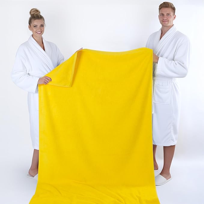 American Soft Linen 100% Cotton 600 GSM Turkish 40x80 Oversized Bath Towel Sheet, Extra Large Adult Towels for Bathroom, Yellow Bath Sheet