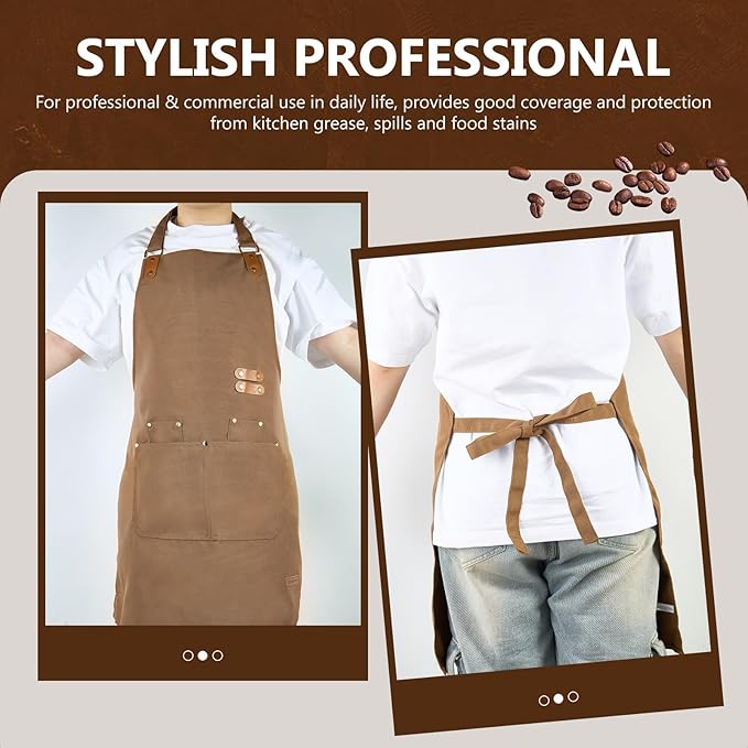 APRONPANDA Chef Apron for Men Women with Pockets Adjustable Strap, Water Repellent Apron for Cooking, Baking