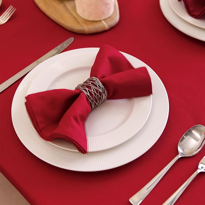 Encasa XO Deep Red Cloth Napkins Set of 6, 17"x17" | Solid Color Cotton Dinner Napkins | Washable & Reusable Wedding Napkins for Holiday Dinners, Party, & Everyday Table Decor