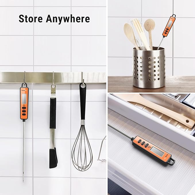 TempPro TP01A (2 Pack) Digital Meat Thermometer for Cooking Liquid Deep Frying Oil Candy, Kitchen Food Instant Read Thermometer with Super Long Probe, Backlit, Lock Function (Previously ThermoPro)