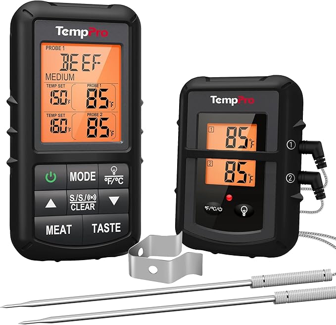 TempPro TP20 500FT Wireless Meat Thermometer with Dual Meat Probe, Digital Cooking Food Meat Thermometer Wireless for Smoker BBQ Grill Thermometer Beef Steak Turkey Thermometer (Previously ThermoPro)