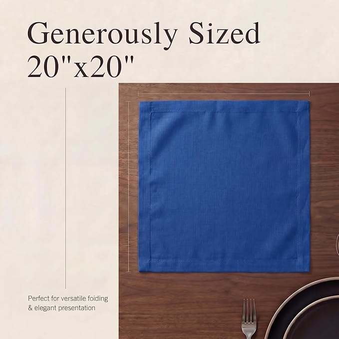 Urban Villa Cloth Napkins Set of 12 20x20 Inches 100% Cotton Napkins Cloth Washable Soft Durable Reusable Absorbent Table Dinner Napkins Cloth for Hotel Lunch Restaurant Weddings Parties-Royal Blue