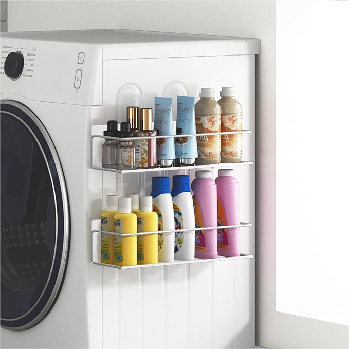 Magnetic Spice Rack for Refrigerator Magnetic Fridge Shelf for Kitchen Spice Organizer Magnetic Shelf for Fridge Space Saving White 2 Pack