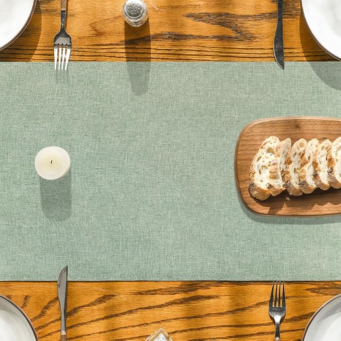 Artoid Mode Sage Green Table Runner, Seasonal Spring Summer Washable Kitchen Dining Table Decoration for Home Party Decor 13x36 Inch