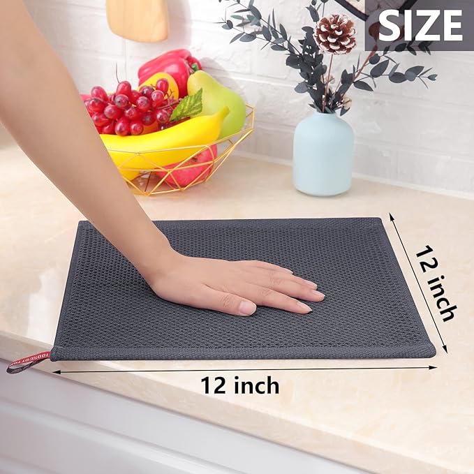 Homaxy 100% Cotton Waffle Weave Kitchen Dish Cloths, Ultra Soft Absorbent Quick Drying Dish Towels, 12 x 12 Inches, 18-Pack, Mixed Color
