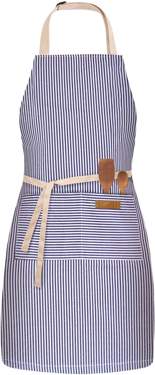 BeLuyi Adjustable Bib Apron with 2 Pockets Chef Cooking Kitchen Restaurant Aprons for Women Men