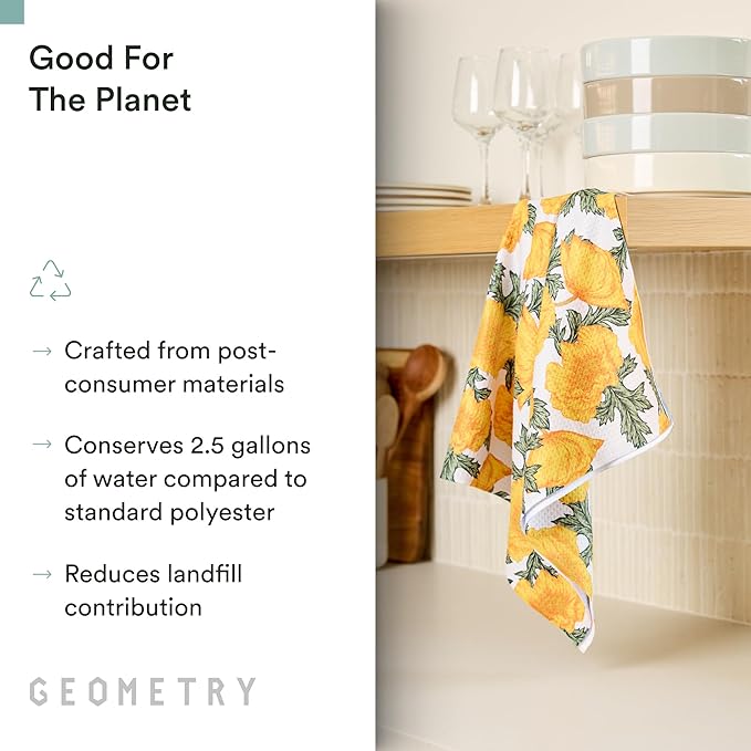 GEOMETRY Tea Towels – Spring & Summer Collection – Quick-Dry, Ultra-Absorbent, Reusable Microfiber Kitchen Towels for Drying & Cleaning - Field of Gold - 1 Pack