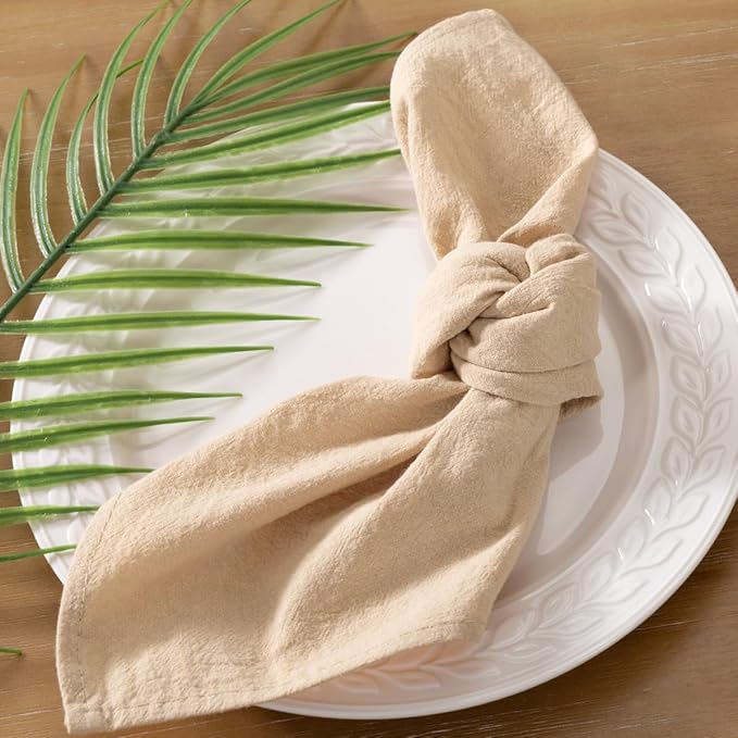 Socomi Cloth Napkins Champagne Easter Spring Washable Reusable Bulk Linen Cotton Napkins Set of 6 17"x17" for Wedding Party Bridal Baby Shower Birthday Dining Table Decorations
