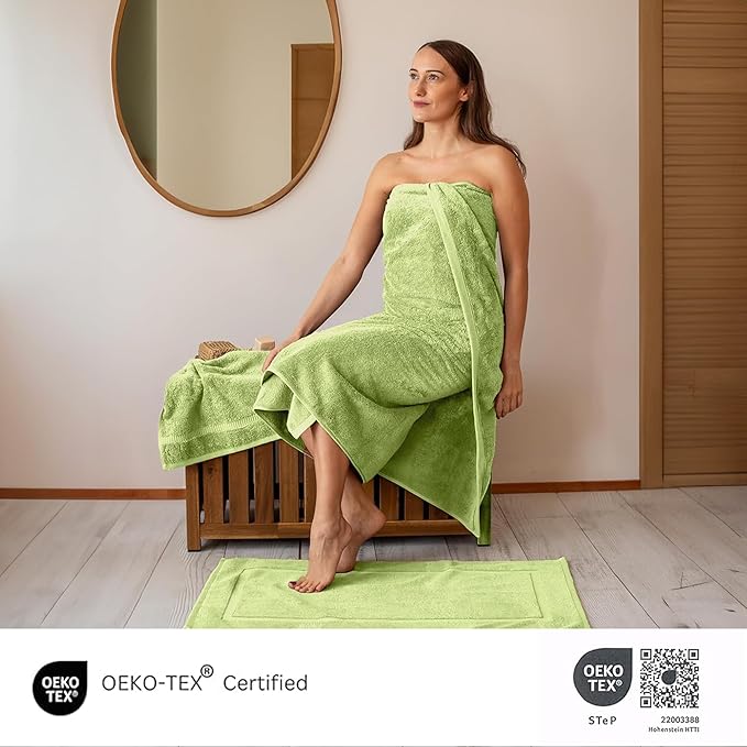 Classic Turkish Towels CTT - Premium Turkish Jumbo Bath Sheet, 100% Turkish Cotton, Absorbent & Ultra Comfy Bath Towel Sheets for Hotel & Spa | 40"x80" (Green)