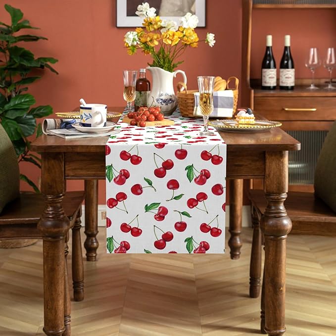 Cherry Table Runner She's The Cherry On Top Party Decorations Dining Room Home Kitchen Table Decor