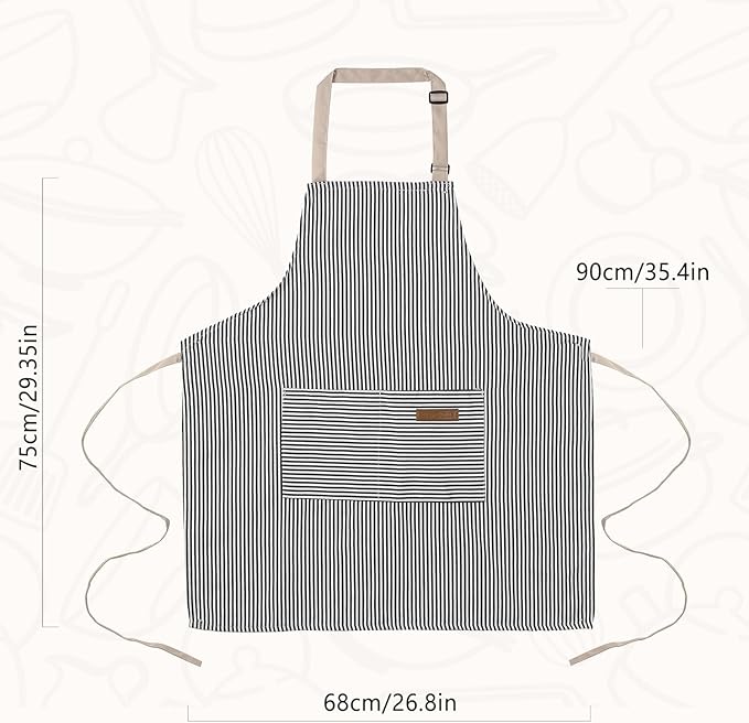 2 Pack Cooking Aprons Adjustable Bib Apron for Women with 2 Pockets, Kitchen Restaurant Men Chefs Aprons