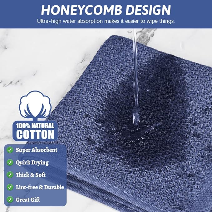 Nialnant 100% Cotton Kitchen Dish Towels,Waffle Weave Dish Cloths for Washing Dishes,Soft Absorbent Dish Rags,Quick Drying Cleaning Rags-12x12 in, 6 Pack