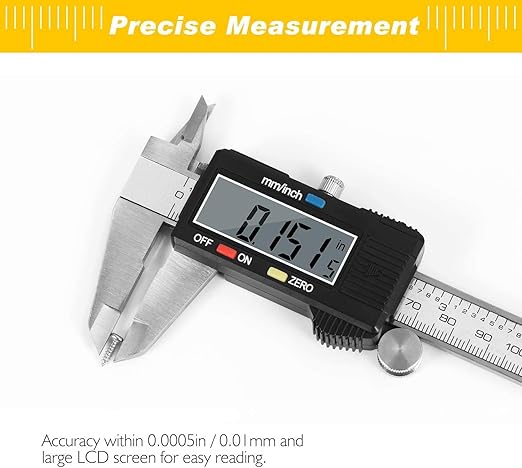 Adoric Digital Caliper, Electronic Digital Caliper Stainless Steel Body with Large LCD Screen | 0-6 Inches | Inch/Millimeter Conversion