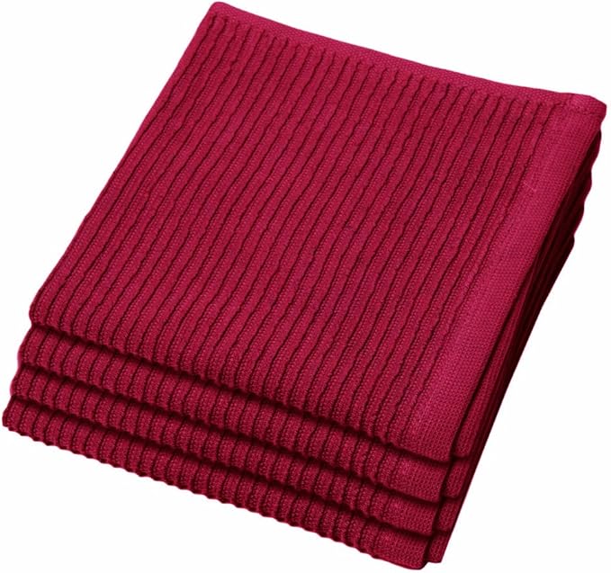 Now Designs Ripple Kitchen Dishcloth, Set of 4, Carmine Red