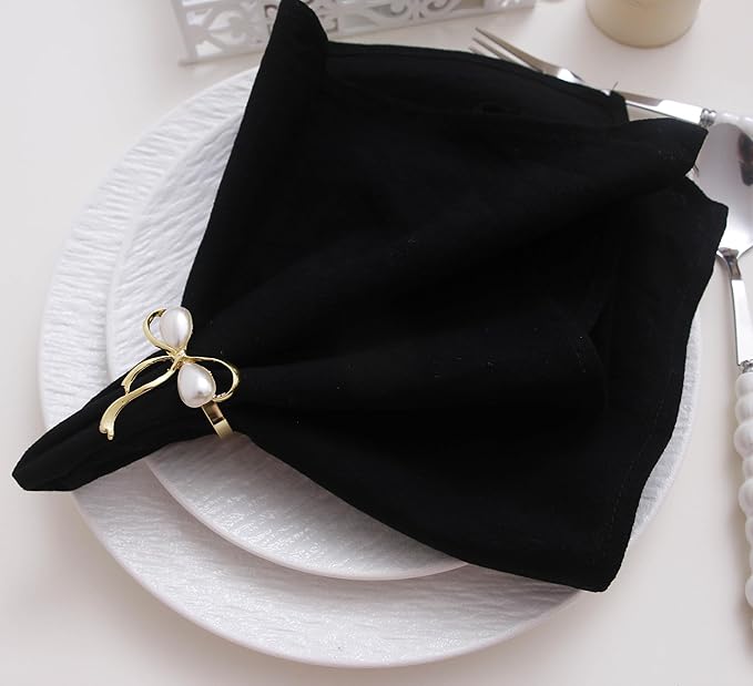 Cotton Fall Cloth Napkins Set of 12, 16’’x16’’, Dinner Cloth Napkins Washable Bulk with Hemmed Edges, for Hotel Restaurant, Wedding, Thanksgiving (Black)
