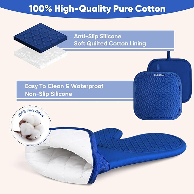 Silicone Oven Mitts Pot Holder Kitchen-Towels100% Cotton Dish Towels for Kitchen,Super Soft and Absorbent Kitchen Hand Towels/Tea Towels.Pot Holder,Oven Mitt Heat Resistant,Silicone Grip,Gift Set