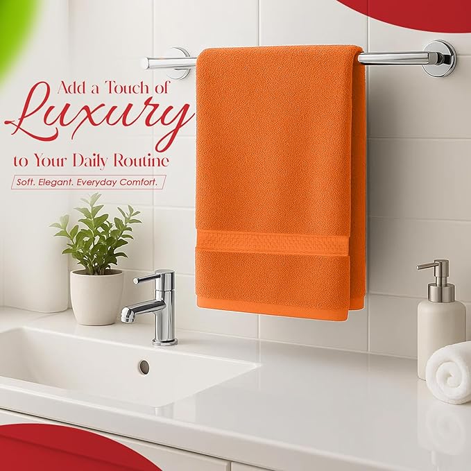 RIVERSIDE 6 Pack Premium Hand Towels Set, 16x28 inches, 100% Ring Spun Cotton, 600 GSM, Soft, Quick Dry and Highly Absorbent, Towels for Bathroom, Kitchen, Gym, Spa - Orange