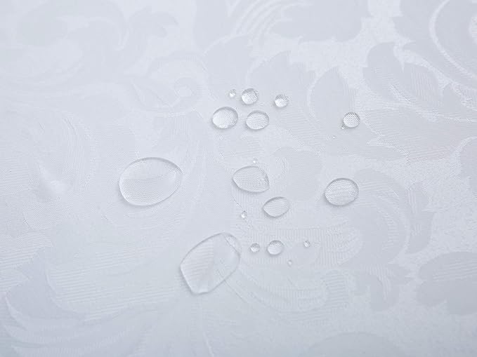 EHouseHome Damask Jacquard Cloth Napkins Waterproof Spillproof Polyester Fabric Napkins White, Set of 12, 17 x 17 Inch