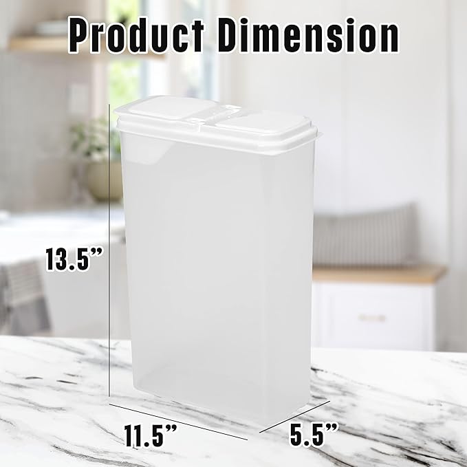 Buddeez All Purpose Kitchen Organization Bag in Storage Container for Cereal, Flour, Sugar, Rice, 4 QT, White Lid