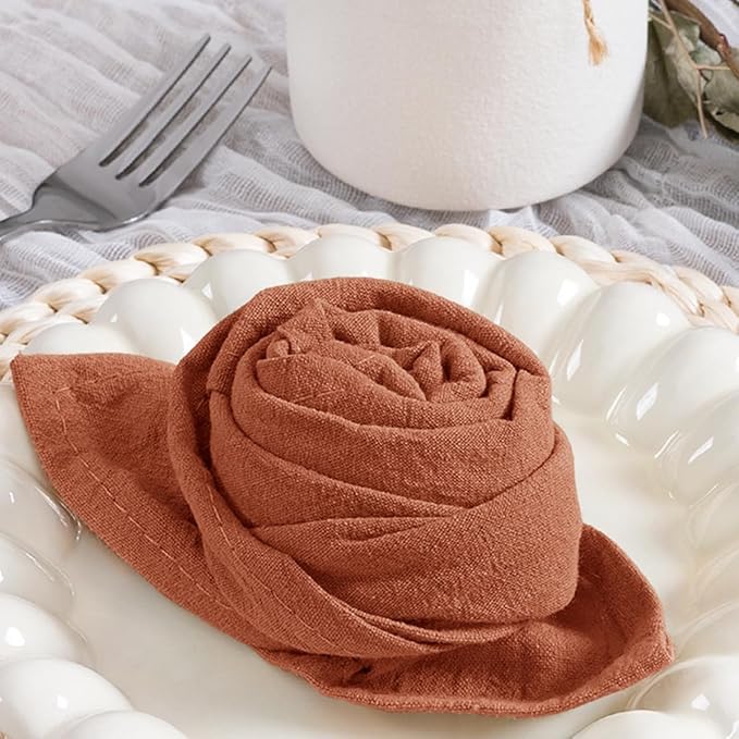 MLMC 4 Pack Terracotta Cloth Napkins Rustic Washable Napkins Set of 4 17"x17" Burnt Orange Reusable Dinner Napkins Cloth for Wedding Bridal Shower Party Picnic Dinning Table Decor