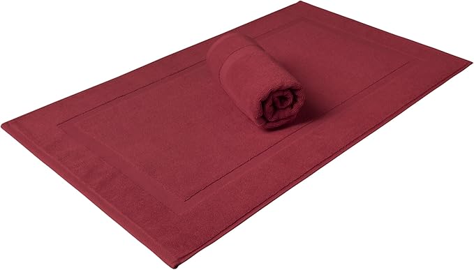 SALBAKOS 100% Turkish Cotton Bath Mat Set 2-Piece - 20x34 inch, Hotel & Spa Collection, Soft, Absorbent, Long Lasting, Durable Bathroom Rugs | Made in Turkey (Wine, 2 Bath Mats)