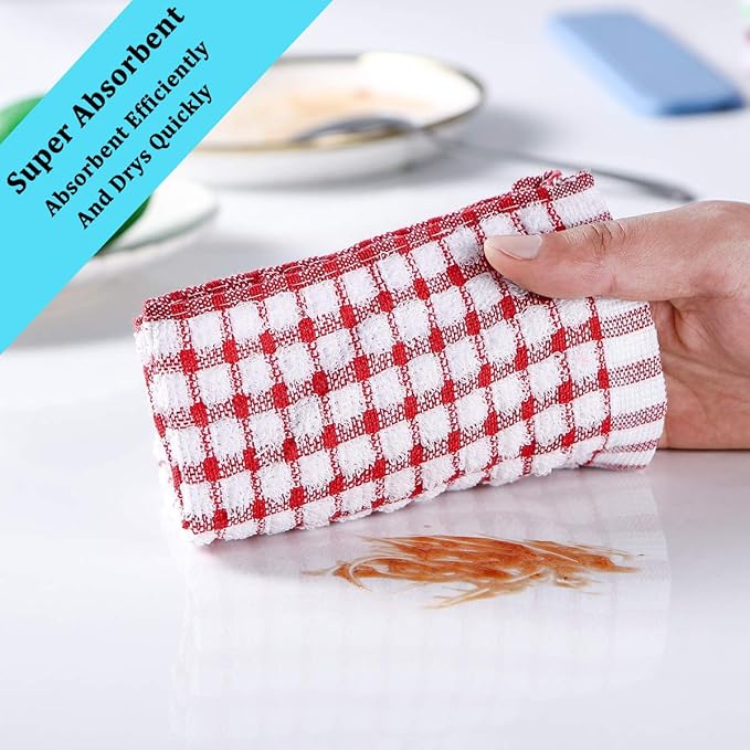 Kitchen Towels and Dishcloths Set, 16 x 25 12 12, Set of Bulk Cotton Dish for Washing Dishes Rags Everyday Cooking Baking
