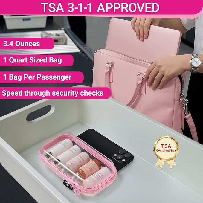 YQBRAO 3 Pack Hard Sided Clear Zipper Case for Storage- Thickened-Grade Clear Hard Shell Zipper Case for Organizing Bead, Handicrafts, Sewing, Playdoh (Pink, LMS)