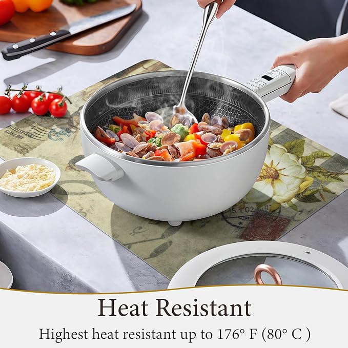Vinyl Placemats Set of 6-12x17 Inch - Heat Resistant Washable Place Mats Waterproof Non-Slip Wipeable Table Mats for Dining Table Decor, Indoor/Outdoor Plastic Mat
