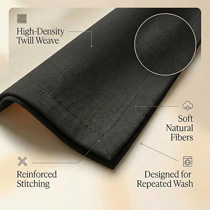 ACCENTHOME Accent Home 100% Cotton Napkins, Delicate Cloth Napkins for Dinners, Parties and Weddings，18 x 18 Inch Set of 12 - Black
