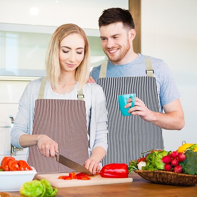 VALOME 2 Pack Kitchen Aprons, Apron for Cooking with 2 Pockets, Unisex Adjustable Neck Strap Chef Aprons for Men Women