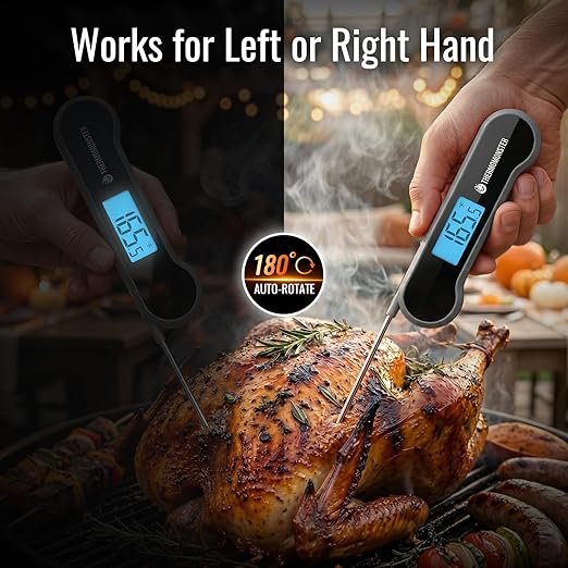 0.5 Sec Instant Read Meat Thermometer Digital with ±0.5℉ Precision, Food Thermometer for Cooking Kitchen Gadgets, Oven Grill Candy BBQ Essentials Accessories, Gifts for Him Dad Men Birthday, Grey