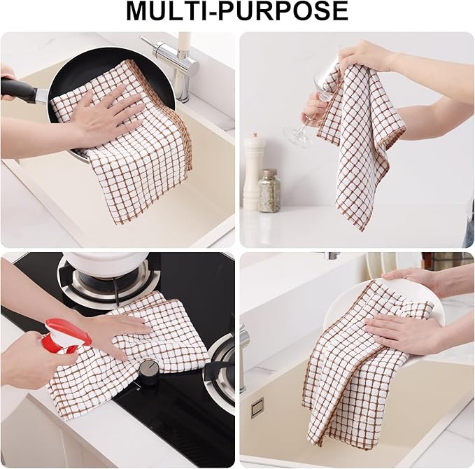 Kitinjoy Cotton 8 Pack Terry Kitchen Towels, 16 x 25 Inches Super Soft and Absorbent Dish Towels, Quick Drying Hand Towels for Kitchen Drying, Mix Color