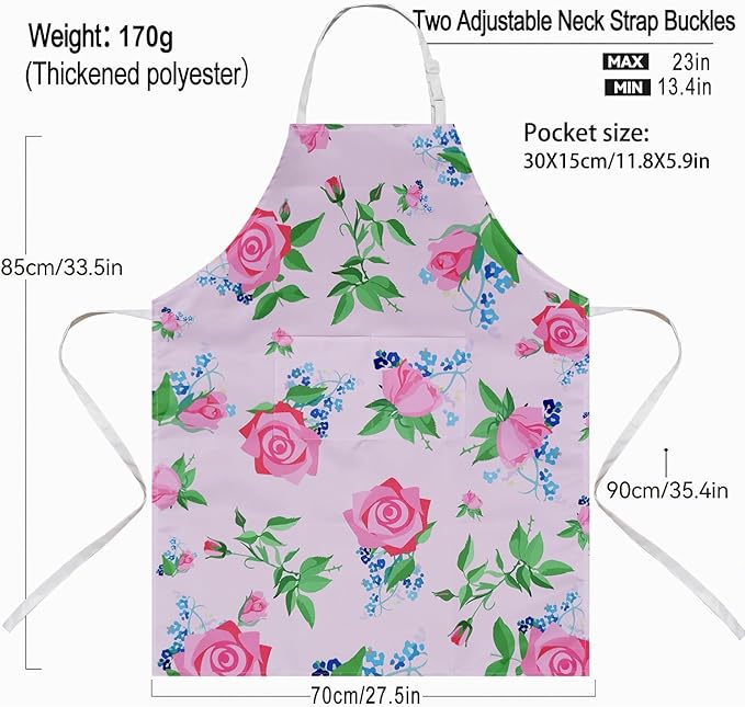 ZiQilin Adjustable Waterproof Kitchen Apron for Women with 2 Pockets Cooking Chef Apron Gardening Funny BBQ Aprons for Men