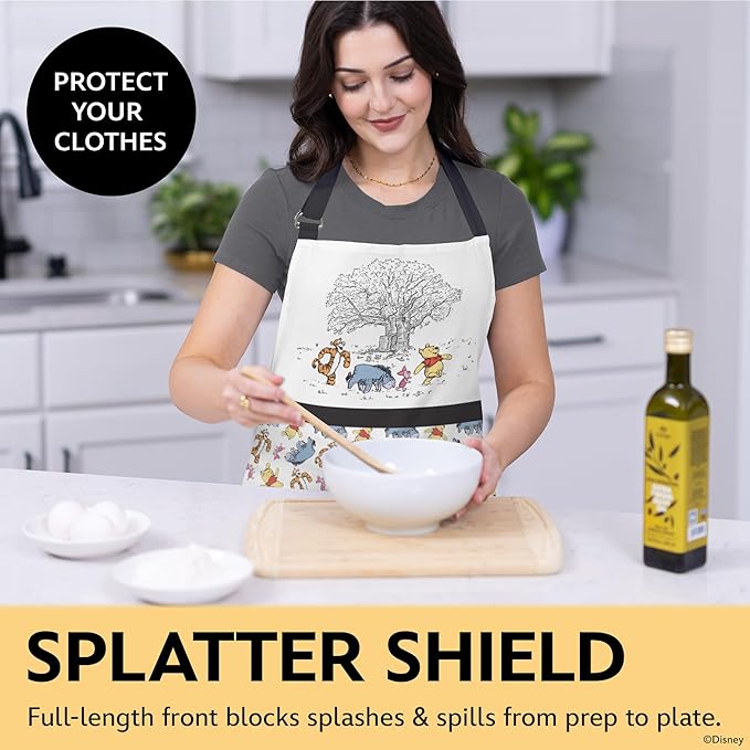 Best Brands Disney Apron & Oven Mitts Set – 3 Piece Bundle with 1 Cotton Kitchen Apron for Cooking & 2 Heat Resistant Pot Holders