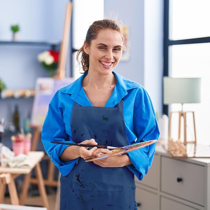 15 Pcs Adult Aprons Bulk with Pockets Adjustable Bib Chef Apron for Women Men Painting Cooking Crafting (S/L)