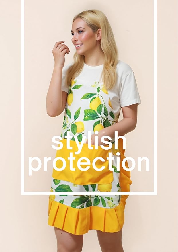 Vintage Floral Apron for Women with Functional Pockets Adjustable Neck Strap for Cooking Baking Mother's Gift