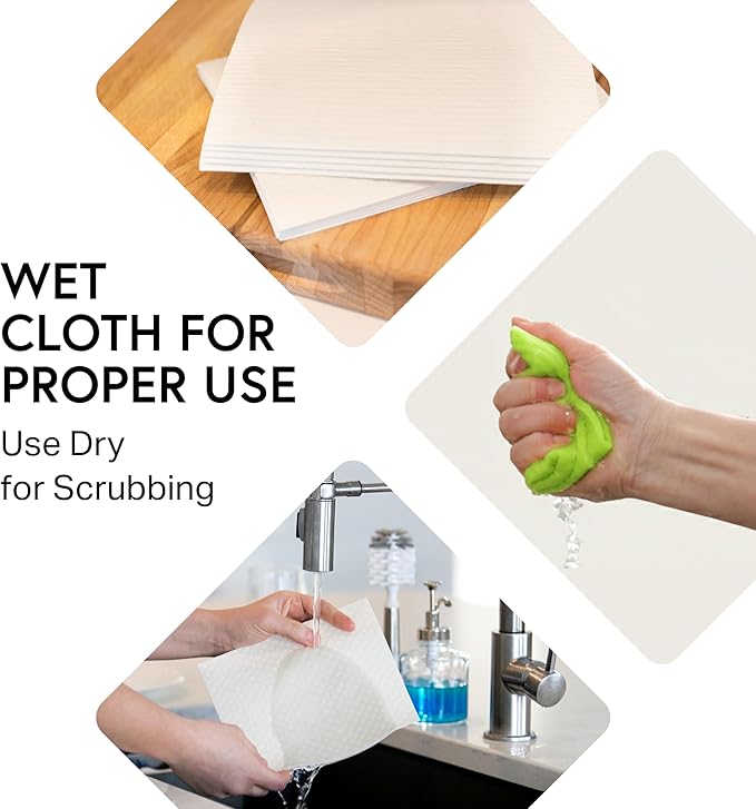 Swedish Wholesale Dishcloths Reusable 8" x 7" Sponge Cloths, Bulk 10 Pack of High Absorbent Cellulose Dish & Kitchen Cleaning Hand Towels, Wring to Dry & Machine Wash, Odor Resistant, Seafoam