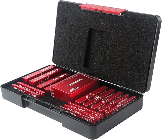 EANOSIC Setup Blocks Height Gauge Set, 15pcs Precision Aluminum Setup Bars for Router and Table Saw Accessories Woodworking Set Up, Bars Include Laser Engraved Size Markings