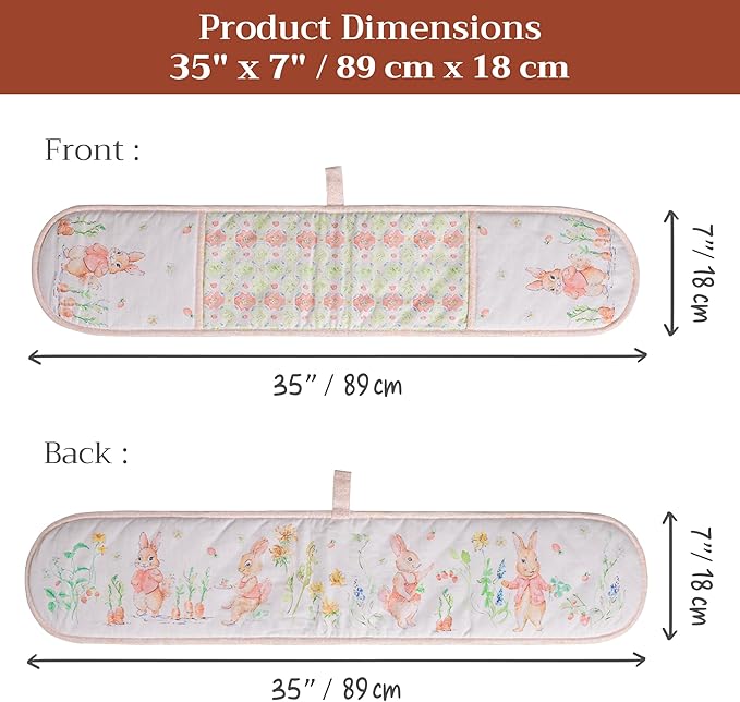 Maison d' Hermine Double Oven Mitts 100% Cotton 7"x35" Double Oven Mitt Heat Resistant BBQ Cooking Gloves with Loop Baking Grilling Gifts for Mothers Day Spring Summer (Bunny Party)