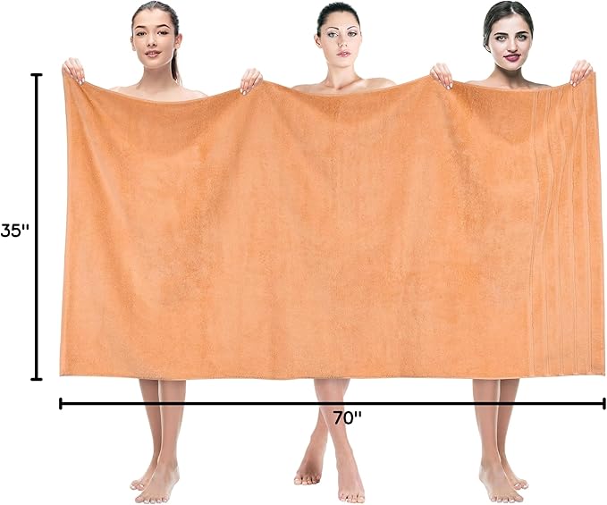 American Soft Linen 35x70 Jumbo Large Bath Towel, 600 GSM 100% Cotton Turkish Bath Sheet, Oversized Luxury Bath Towel for Bathroom Beach and Pool, Malibu Peach
