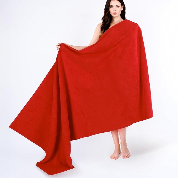 Cotton Paradise 100% Cotton 40x80 Oversized Bath Sheet, Extra Large Turkish Bath Towels for Bathroom, Red Bathsheet